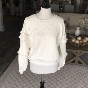 White ruffled sleeve top
